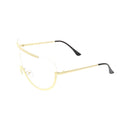 Clear Gold-Framed Rimless Shield Sunglasses