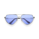 Silver & Blue Retro Flat-Top Triangle Sunglasses